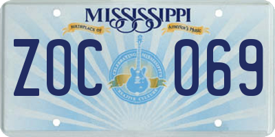 MS license plate ZOC069