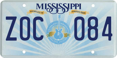 MS license plate ZOC084