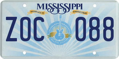 MS license plate ZOC088