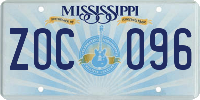 MS license plate ZOC096