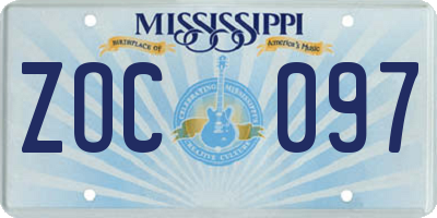 MS license plate ZOC097