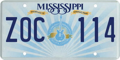 MS license plate ZOC114