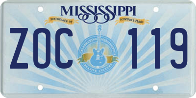 MS license plate ZOC119