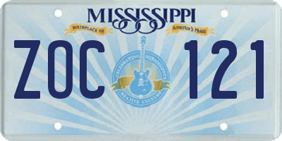 MS license plate ZOC121