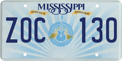 MS license plate ZOC130