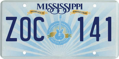 MS license plate ZOC141
