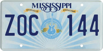 MS license plate ZOC144