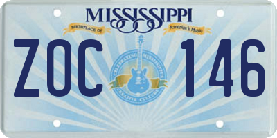MS license plate ZOC146