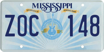 MS license plate ZOC148