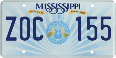 MS license plate ZOC155