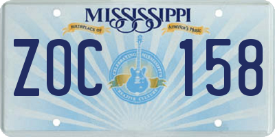 MS license plate ZOC158