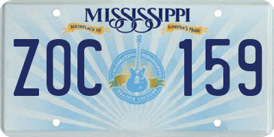 MS license plate ZOC159