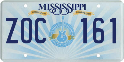 MS license plate ZOC161