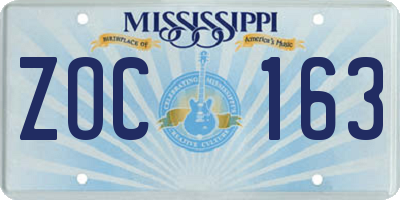 MS license plate ZOC163