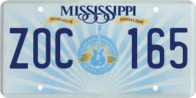 MS license plate ZOC165