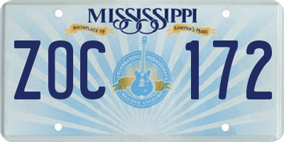 MS license plate ZOC172