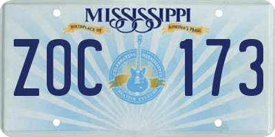 MS license plate ZOC173