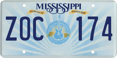 MS license plate ZOC174