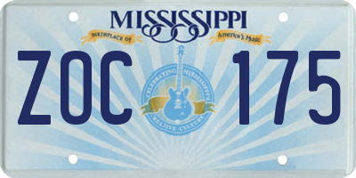 MS license plate ZOC175