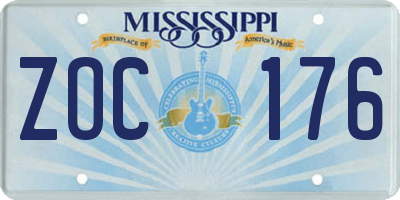 MS license plate ZOC176