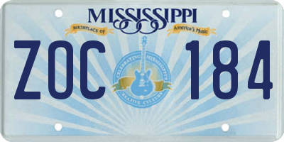 MS license plate ZOC184