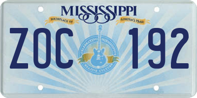 MS license plate ZOC192