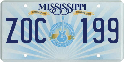 MS license plate ZOC199