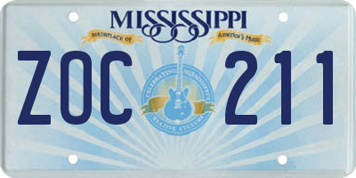 MS license plate ZOC211