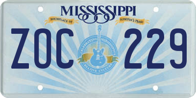 MS license plate ZOC229