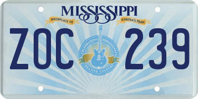 MS license plate ZOC239