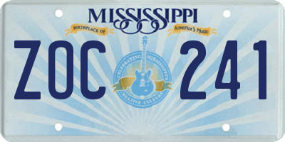MS license plate ZOC241