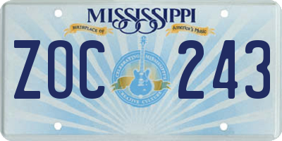 MS license plate ZOC243