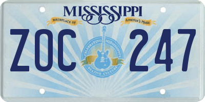 MS license plate ZOC247