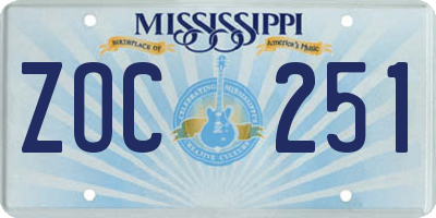 MS license plate ZOC251