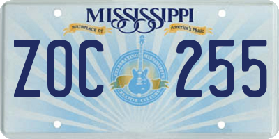 MS license plate ZOC255