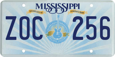 MS license plate ZOC256
