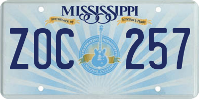 MS license plate ZOC257