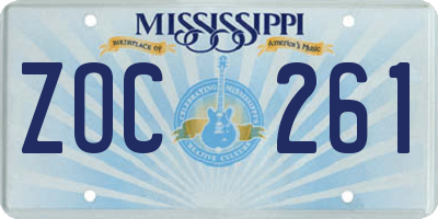 MS license plate ZOC261