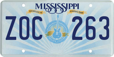 MS license plate ZOC263