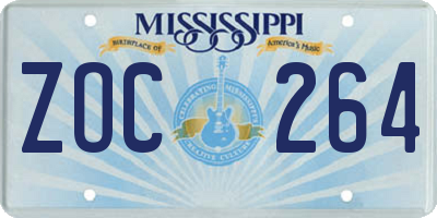 MS license plate ZOC264