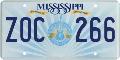 MS license plate ZOC266
