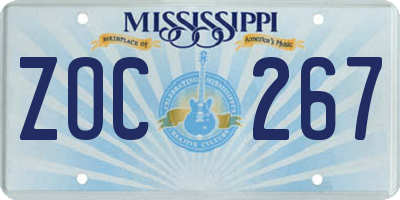 MS license plate ZOC267