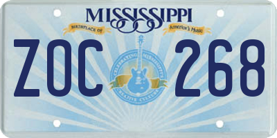 MS license plate ZOC268