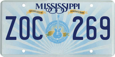 MS license plate ZOC269