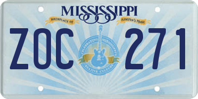 MS license plate ZOC271