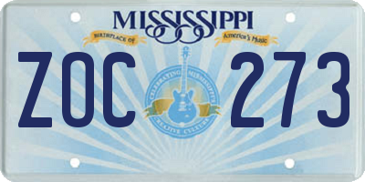 MS license plate ZOC273