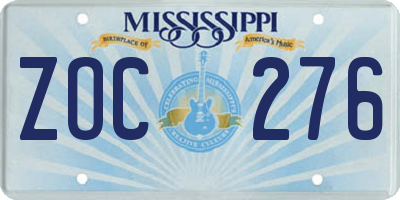 MS license plate ZOC276