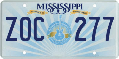 MS license plate ZOC277