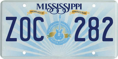 MS license plate ZOC282
