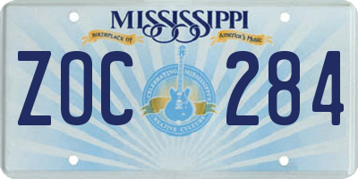 MS license plate ZOC284